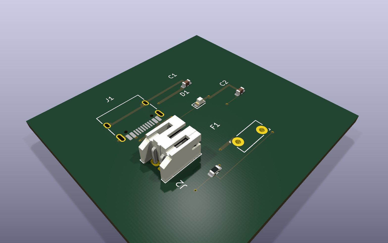 Native KiCad 3D render of a Synth PCB